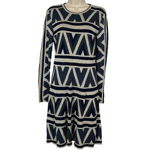BCBGeneration Navy and White Long Sleeve Dress